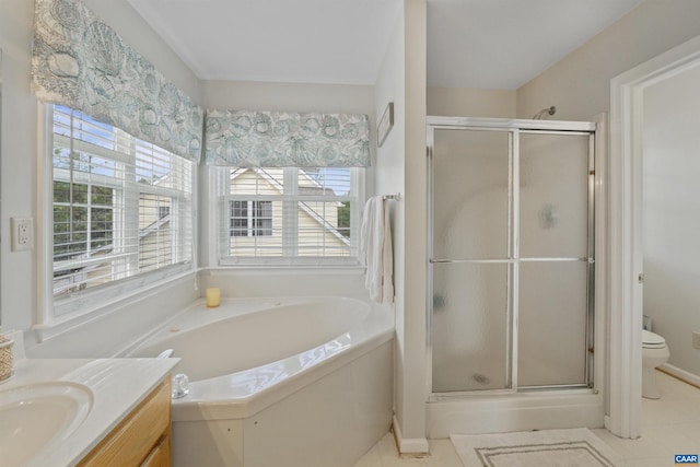 989 Clearfields Ln, Crozet, VA 22932 - full bathroom with toilet, a stall shower, a garden tub, and vanity