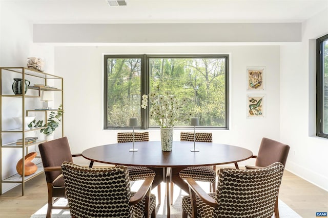 983 5th St SW, Charlottesville, VA 22902 - dining space featuring light wood-style floors and baseboards