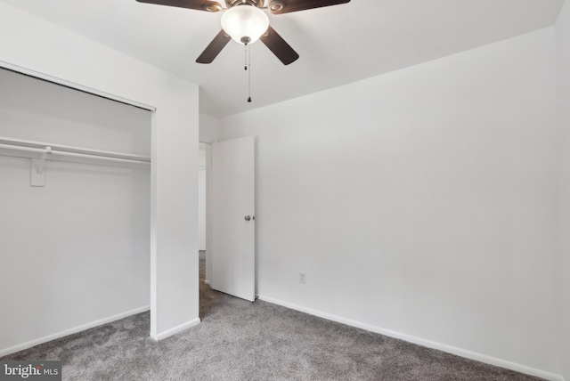 7 Breckenridge Dr, Sicklerville, NJ 08081 - unfurnished bedroom featuring carpet flooring, a closet, baseboards, and ceiling fan