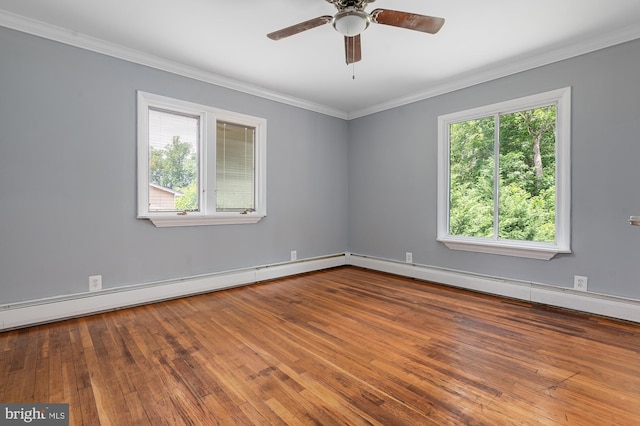220 Firetower Rd, Port Deposit, MD 21904 - unfurnished room featuring ornamental molding, ceiling fan, wood finished floors, and baseboards