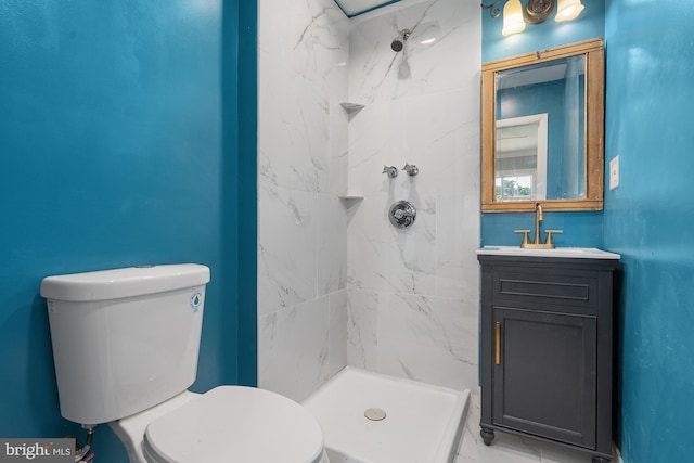 220 Firetower Rd, Port Deposit, MD 21904 - full bath with toilet, a marble finish shower, marble finish floors, and vanity