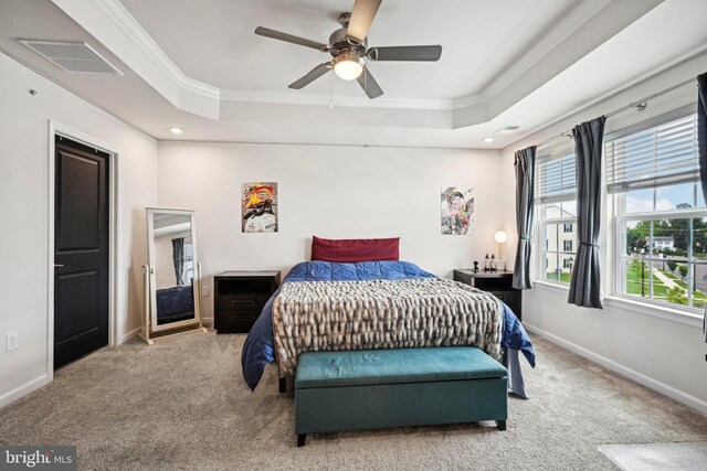 144 Bishop Way, Dublin, PA 18917 - bedroom with a tray ceiling, carpet floors, ornamental molding, recessed lighting, and baseboards