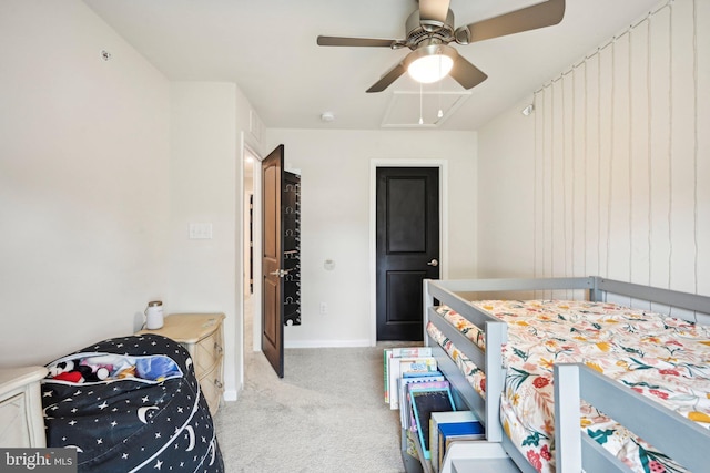 144 Bishop Way, Dublin, PA 18917 - bedroom with carpet flooring, attic access, baseboards, and a ceiling fan