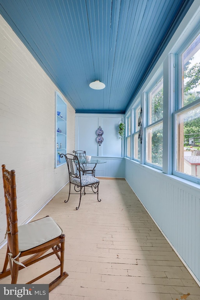 342 N Newberry St, York, PA 17401 - sunroom / solarium with hardwood / wood-style flooring, healthy amount of natural light, and wooden ceiling