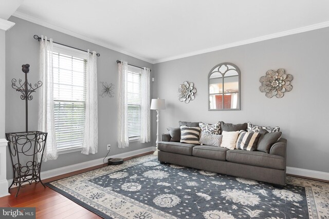 124 Willow Grove Mill Dr, Middletown, DE 19709 - living room with crown molding, wood finished floors, and baseboards