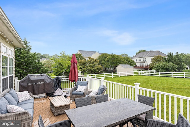 124 Willow Grove Mill Dr, Middletown, DE 19709 - wooden deck featuring an outdoor hangout area, area for grilling, and outdoor dining space