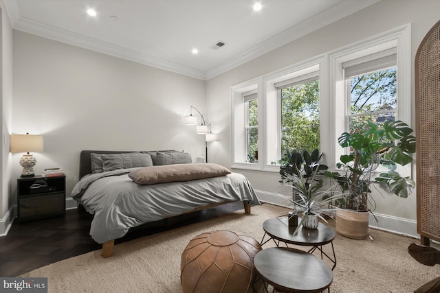 1775 Church St NW Unit 8, Washington, DC 20036 - bedroom with baseboards, multiple windows, recessed lighting, and ornamental molding
