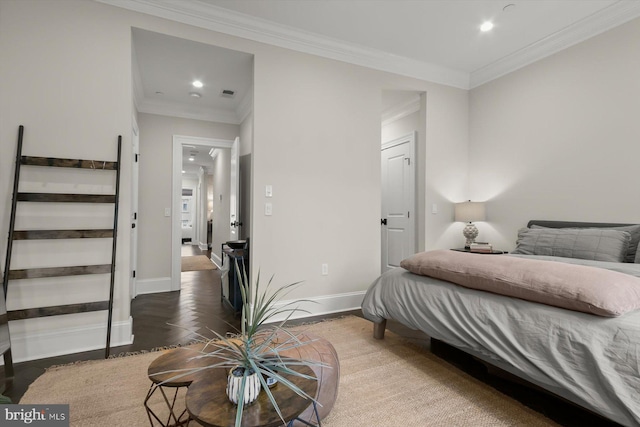 1775 Church St NW Unit 8, Washington, DC 20036 - bedroom with crown molding, wood finished floors, baseboards, and recessed lighting