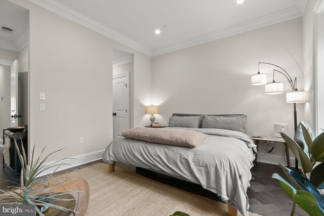 1775 Church St NW Unit 8, Washington, DC 20036 - bedroom featuring baseboards, recessed lighting, crown molding, and wood finished floors