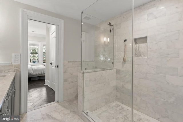 1775 Church St NW Unit 8, Washington, DC 20036 - full bathroom with tiled shower, connected bathroom, and vanity