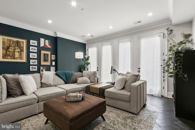 1775 Church St NW Unit 8, Washington, DC 20036 - living room featuring recessed lighting, crown molding, and baseboards