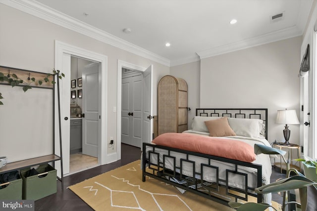 1775 Church St NW Unit 8, Washington, DC 20036 - bedroom with ornamental molding, recessed lighting, baseboards, and wood finished floors