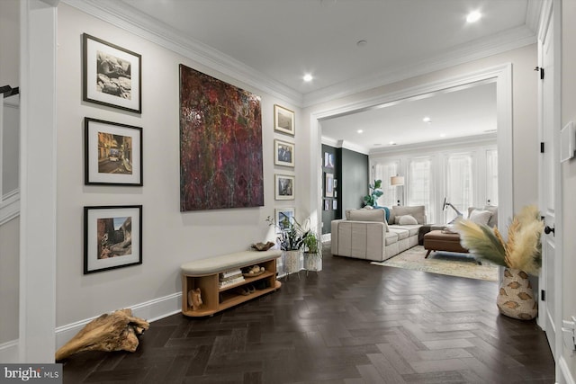 1775 Church St NW Unit 8, Washington, DC 20036 - living area with baseboards, crown molding, and recessed lighting