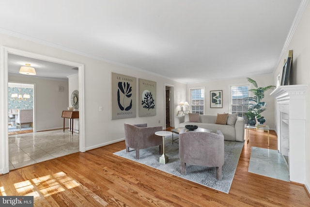 3713 Templeton Pl, Alexandria, VA 22304 - living room with crown molding, wood finished floors, and baseboards