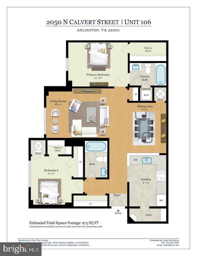 2050 N Calvert St Unit 106, Arlington, VA 22201 - view of property floor plan
