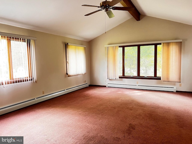 288 River Rd, Beach Lake, PA 18405 - carpeted empty room with baseboard heating, ceiling fan, and baseboards