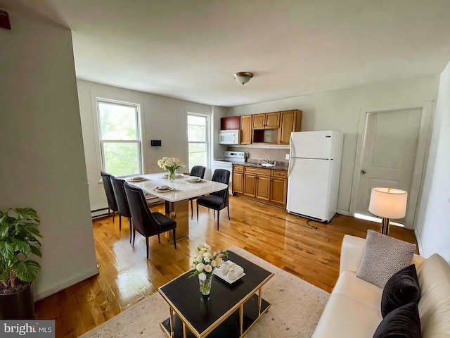 3647 N 19th St, Philadelphia, PA 19140 - living area featuring light wood-type flooring and a baseboard radiator