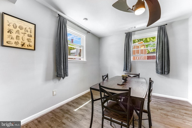1302 Burlington Dr, Odenton, MD 21113 - dining room featuring baseboards, wood finished floors, and a ceiling fan