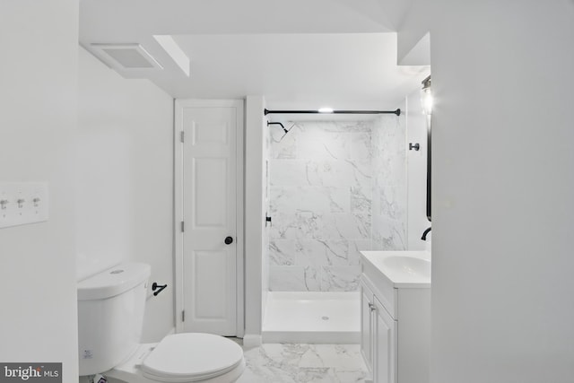 234 Linden Ave, Towson, MD 21286 - full bath featuring vanity, marble finish flooring, a shower stall, and toilet