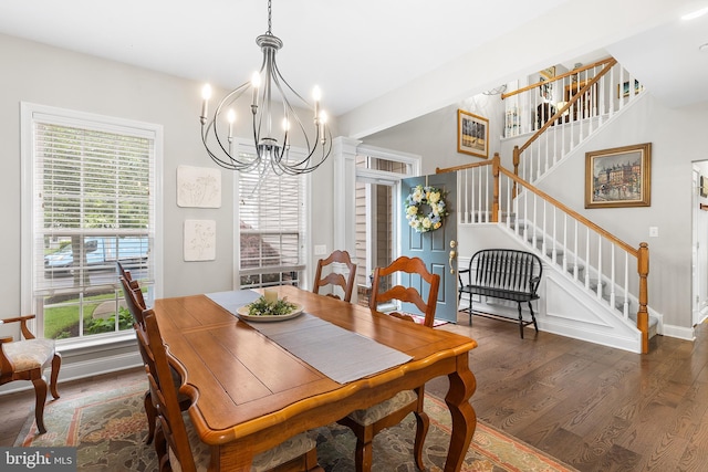 48 Avalon Ct Unit 2301, Doylestown, PA 18901 - dining room featuring healthy amount of natural light, wood finished floors, stairway, and a chandelier