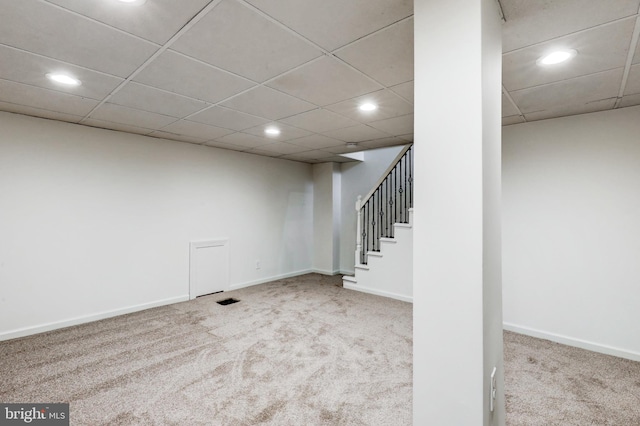 515 Devon Rd, Havertown, PA 19083 - finished below grade area featuring carpet flooring, recessed lighting, stairway, and baseboards