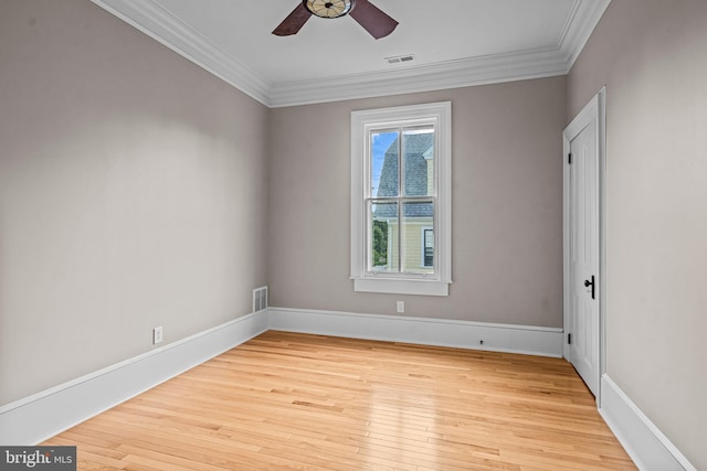 3 E Poplar St, Wenonah, NJ 08090 - spare room with ceiling fan, ornamental molding, light wood-style flooring, and baseboards