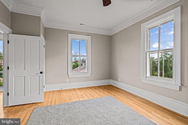 3 E Poplar St, Wenonah, NJ 08090 - spare room with plenty of natural light, light wood-style flooring, ornamental molding, and baseboards