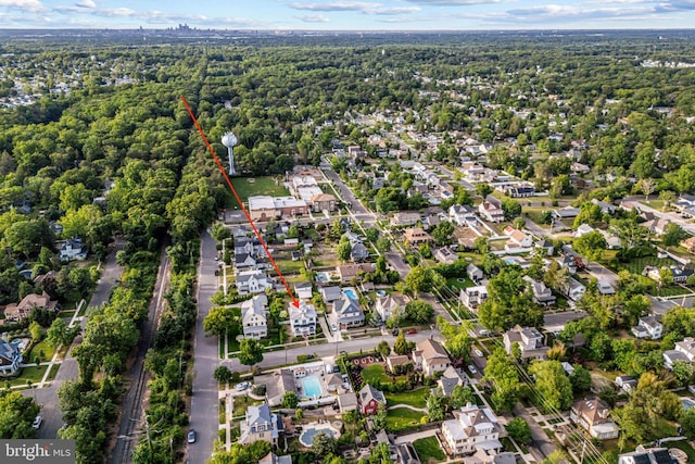 3 E Poplar St, Wenonah, NJ 08090 - aerial view of property and surrounding area featuring a heavily wooded area and nearby suburban area