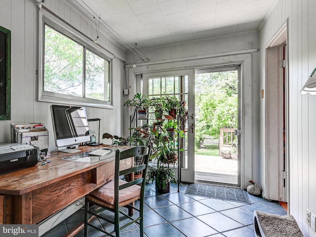 326 Saint Dunstans Rd, Baltimore, MD 21212 - office with tile patterned flooring and wood walls