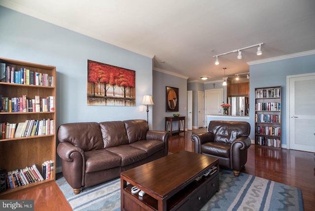 1391 Pennsylvania Ave SE Unit 471, Washington, DC 20003 - living room featuring track lighting, wood finished floors, and crown molding