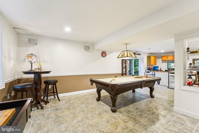 4270 Deborah Ct, Mount Airy, MD 21771 - game room with pool table, baseboards, and recessed lighting