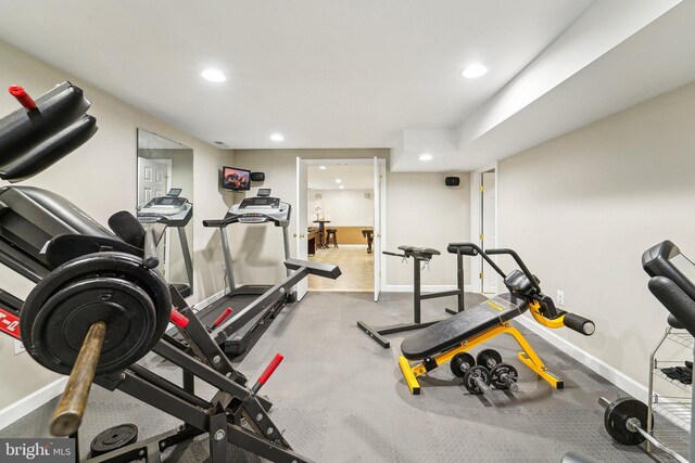 4270 Deborah Ct, Mount Airy, MD 21771 - workout room featuring recessed lighting and baseboards
