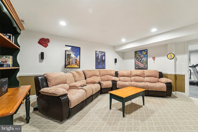 4270 Deborah Ct, Mount Airy, MD 21771 - living room featuring recessed lighting, light colored carpet, and baseboards