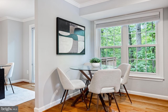 6600 Rockleigh Way, Alexandria, VA 22315 - dining space with baseboards, wood finished floors, and crown molding