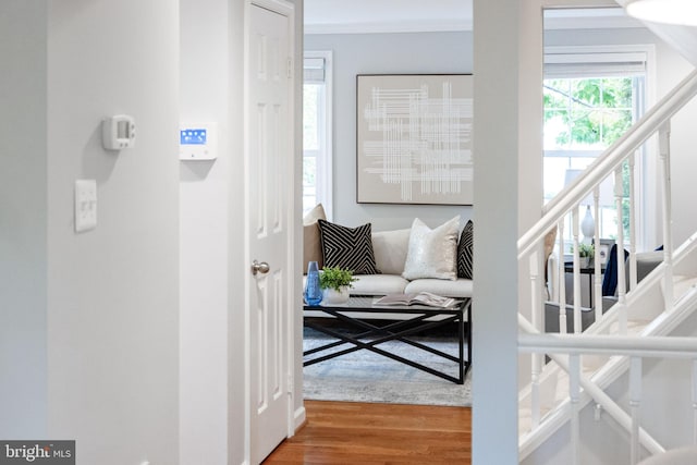 6600 Rockleigh Way, Alexandria, VA 22315 - hall featuring wood finished floors and stairway