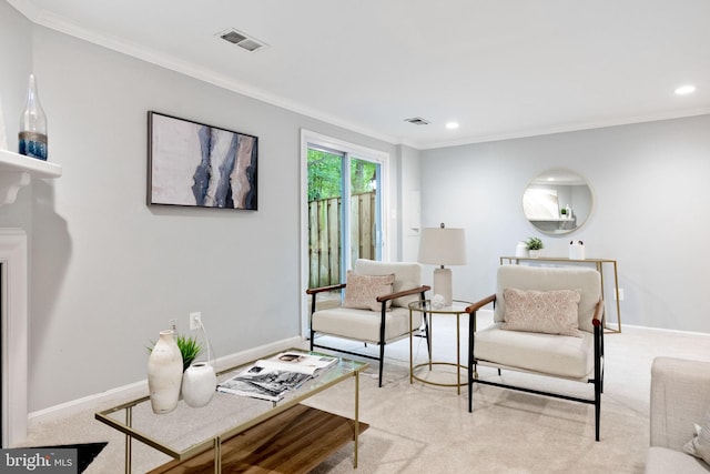 6600 Rockleigh Way, Alexandria, VA 22315 - living area featuring ornamental molding, recessed lighting, baseboards, and carpet floors