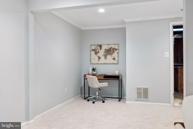 6600 Rockleigh Way, Alexandria, VA 22315 - carpeted office featuring crown molding, baseboards, and recessed lighting