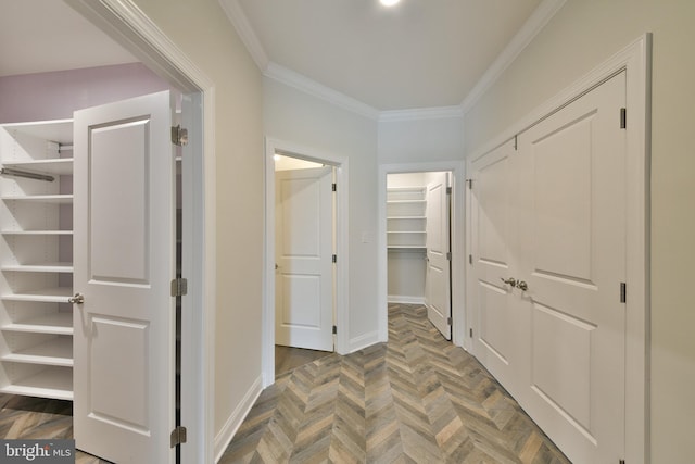 45 Lavender Dr, Yardley, PA 19067 - hall featuring crown molding and baseboards