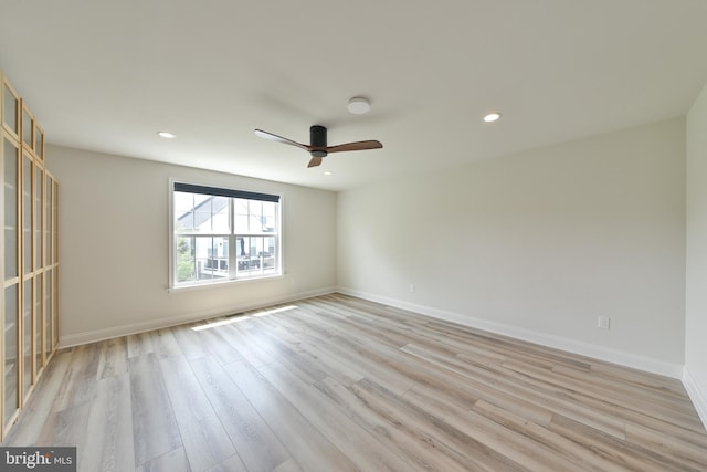 45 Lavender Dr, Yardley, PA 19067 - unfurnished room featuring light wood-type flooring, a ceiling fan, baseboards, and recessed lighting