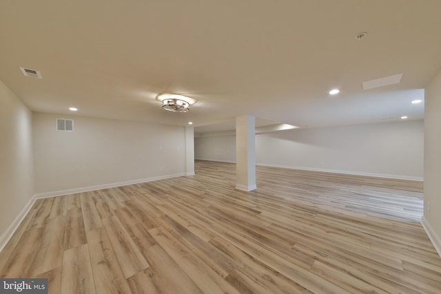 45 Lavender Dr, Yardley, PA 19067 - finished below grade area with recessed lighting, light wood-style floors, and baseboards