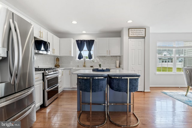 140 N Allwood Dr, Hanover, PA 17331 - kitchen featuring stainless steel appliances, a sink, light wood-style floors, tasteful backsplash, and light countertops