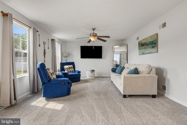 140 N Allwood Dr, Hanover, PA 17331 - carpeted living room with a ceiling fan and baseboards