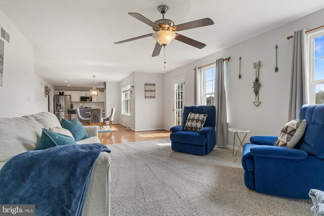 140 N Allwood Dr, Hanover, PA 17331 - living room with healthy amount of natural light, ceiling fan, and baseboards