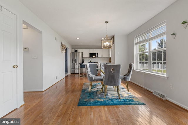 140 N Allwood Dr, Hanover, PA 17331 - dining space featuring a chandelier, light wood-type flooring, baseboards, and recessed lighting