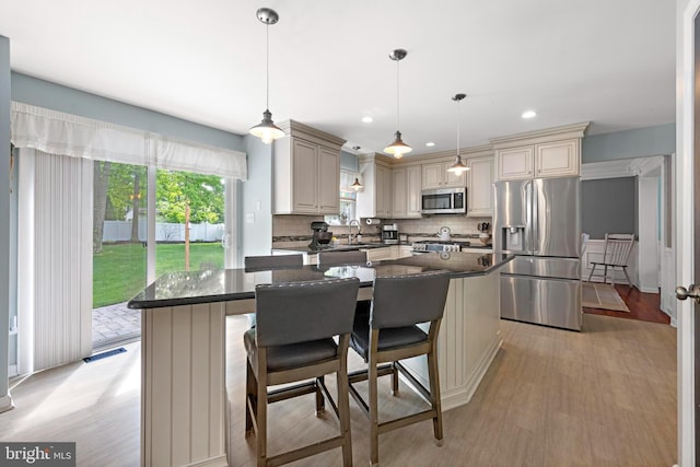 202 Prancer Rd, Egg Harbor Township, NJ 08234 - kitchen with stainless steel appliances, tasteful backsplash, a kitchen island, a sink, and light wood-type flooring