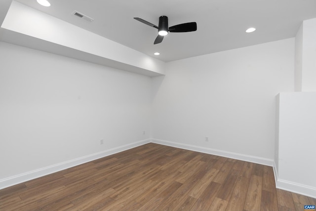 329 Carrsbrook Dr, Charlottesville, VA 22901 - spare room featuring a ceiling fan, baseboards, wood finished floors, and recessed lighting