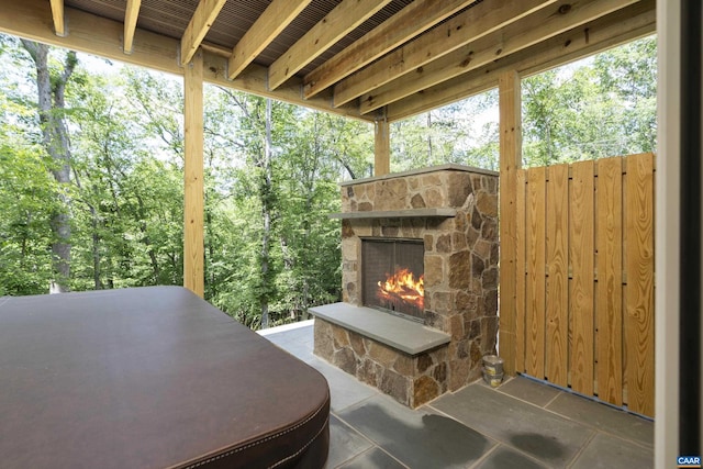 329 Carrsbrook Dr, Charlottesville, VA 22901 - view of patio / terrace with an outdoor stone fireplace