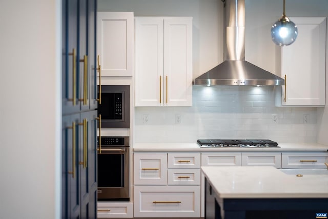 329 Carrsbrook Dr, Charlottesville, VA 22901 - kitchen with appliances with stainless steel finishes, wall chimney exhaust hood, and white cabinets
