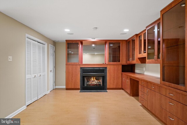 2300 Yvonnes Way, Dunn Loring, VA 22027 - kitchen featuring light wood-style floors, baseboards, glass insert cabinets, and recessed lighting