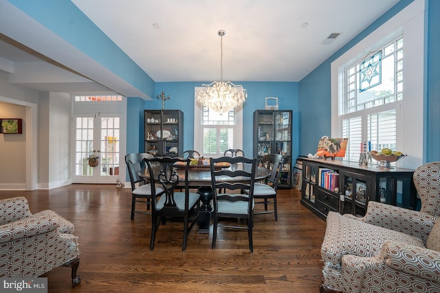 206 Price Ave Unit 2, Narberth, PA 19072 - dining space with a chandelier, dark wood finished floors, and healthy amount of natural light